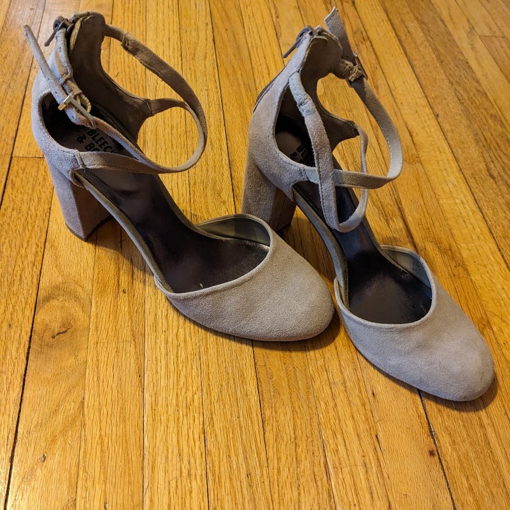 Bleeker and Bond Gray Suede Heels 7.5